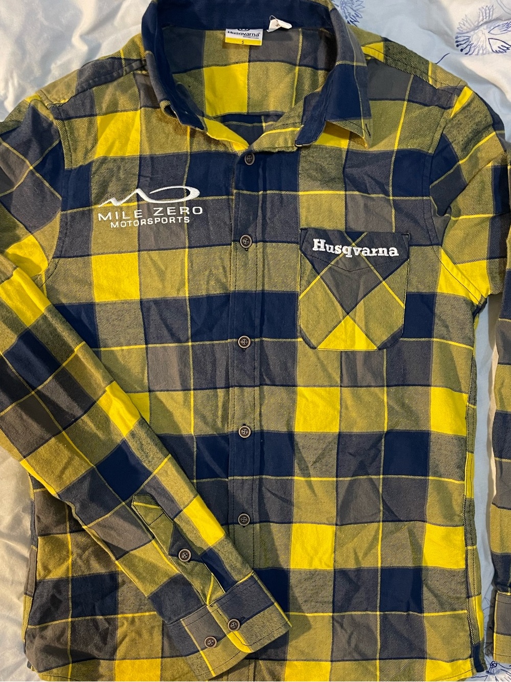 Husqvarna Motorcycles Plaid Flannel Button Up Shirt NWOT Mile Zero Motorsports S